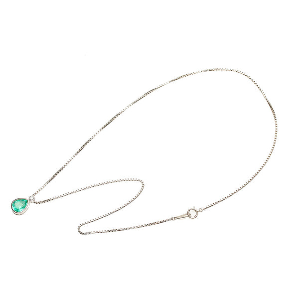 Pt900 プラチナ Pt850 プラチナ エメラルド1.94ct ダイヤ0.07ct ネックレス レディース 【中古】