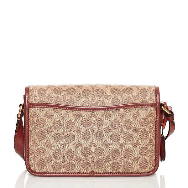 コーチ シグネチャー 斜め掛け ショルダーバッグ C6639 ブラウン PVC レザー レディース COACH 【中古】