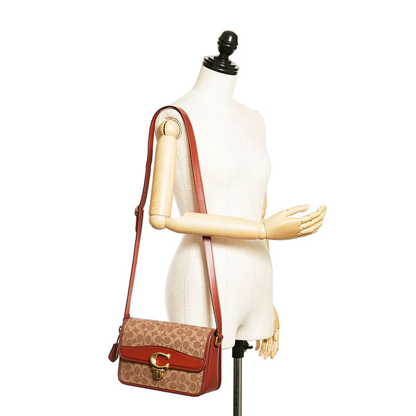 コーチ シグネチャー 斜め掛け ショルダーバッグ C6639 ブラウン PVC レザー レディース COACH 【中古】