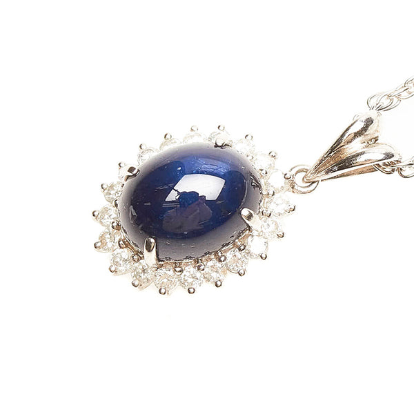 Pt900 プラチナ Pt850 プラチナ サファイア5.66ct ダイヤ0.45ct ネックレス レディース 【中古】