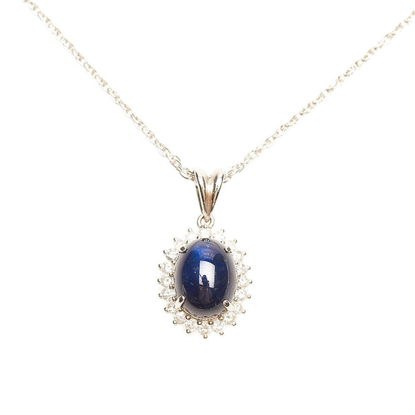 Pt900 プラチナ Pt850 プラチナ サファイア5.66ct ダイヤ0.45ct ネックレス レディース 【中古】