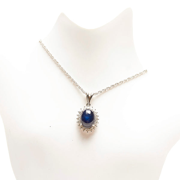 Pt900 プラチナ Pt850 プラチナ サファイア5.66ct ダイヤ0.45ct ネックレス レディース 【中古】
