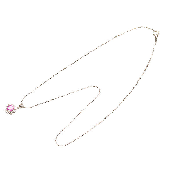 Pt900 プラチナ Pt850 プラチナ ピンクサファイア1.23ct ダイヤ0.35ct ネックレス レディース 【中古】