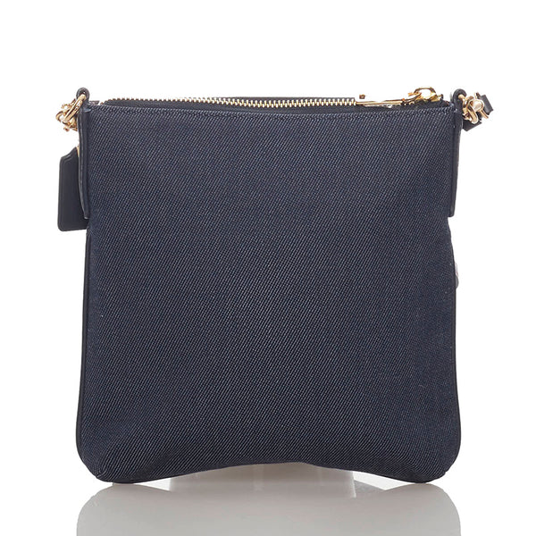 コーチ C3967 ブルー デニム レザー 斜め掛け ショルダーバッグ レディース COACH 【中古】