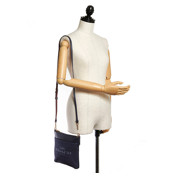 コーチ C3967 ブルー デニム レザー 斜め掛け ショルダーバッグ レディース COACH 【中古】