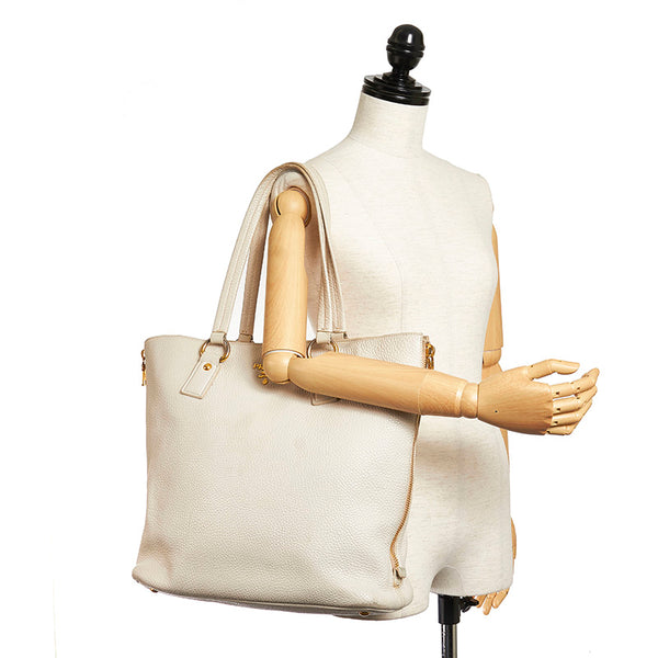 プラダ ベージュ レザー トートバッグ レディース PRADA 【中古】