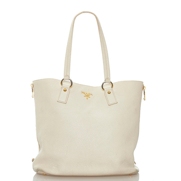 プラダ ベージュ レザー トートバッグ レディース PRADA 【中古】
