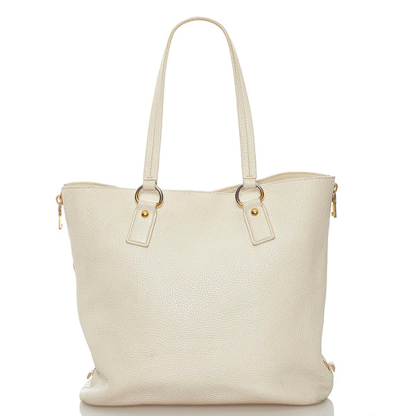 プラダ ベージュ レザー トートバッグ レディース PRADA 【中古】