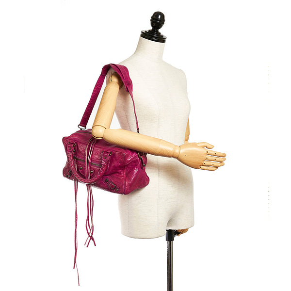 バレンシアガ シティ 145691 ピンク レザー ハンドバッグ ショルダーバッグ 2WAY レディース BALENCIAGA 【中古】