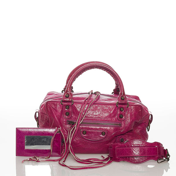 バレンシアガ シティ 145691 ピンク レザー ハンドバッグ ショルダーバッグ 2WAY レディース BALENCIAGA 【中古】