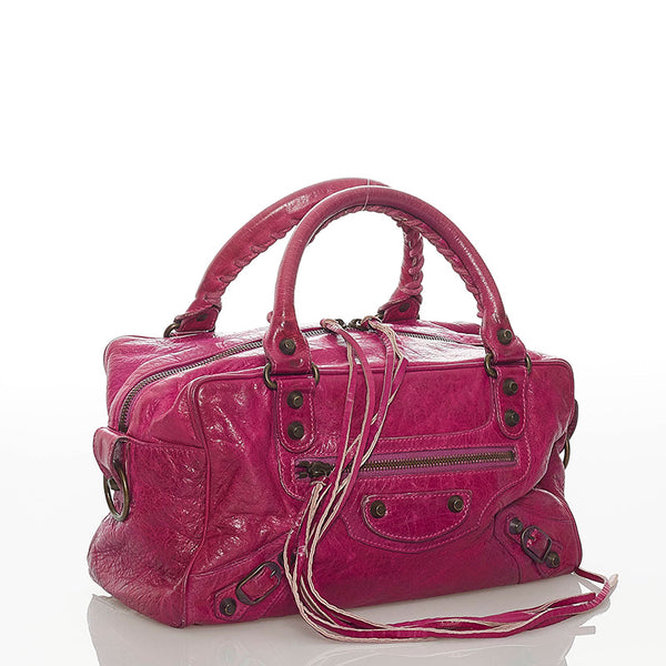 バレンシアガ シティ 145691 ピンク レザー ハンドバッグ ショルダーバッグ 2WAY レディース BALENCIAGA 【中古】