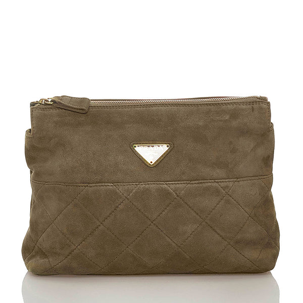 プラダ セカンドバッグ カーキ スウェード レディース PRADA 【中古】