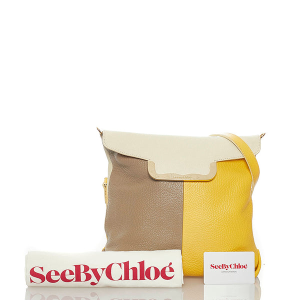 シーバイクロエ ベージュ イエロー レザー ショルダーバッグ レディース SEE BY CHLOE 【中古】