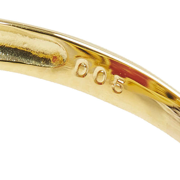 K18YG イエローゴールド ダイヤ0.05ct サンゴct シェル リング 指輪 レディース 16号 【中古】