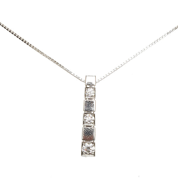 Pt900 プラチナ Pt850 プラチナ ダイヤ0.30ct ネックレス レディース 【中古】