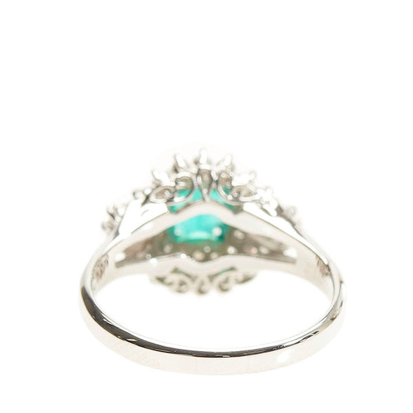 Pt850 プラチナ エメラルド0.64ct ダイヤ0.60ct リング 指輪 レディース 15号 【中古】