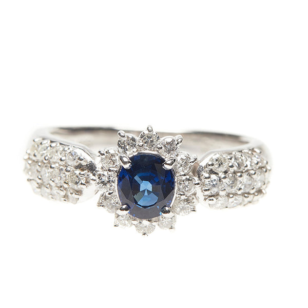 Pt900 プラチナ サファイア0.69ct ダイヤ0.80ct リング 指輪 レディース 14号 【中古】