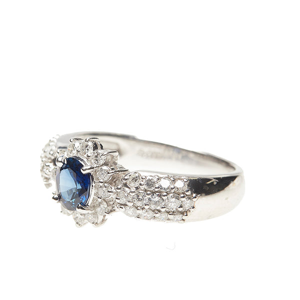 Pt900 プラチナ サファイア0.69ct ダイヤ0.80ct リング 指輪 レディース 14号 【中古】