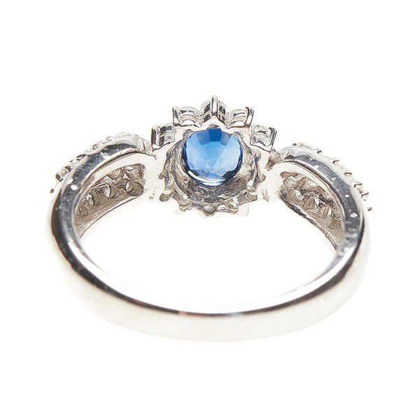 Pt900 プラチナ サファイア0.69ct ダイヤ0.80ct リング 指輪 レディース 14号 【中古】