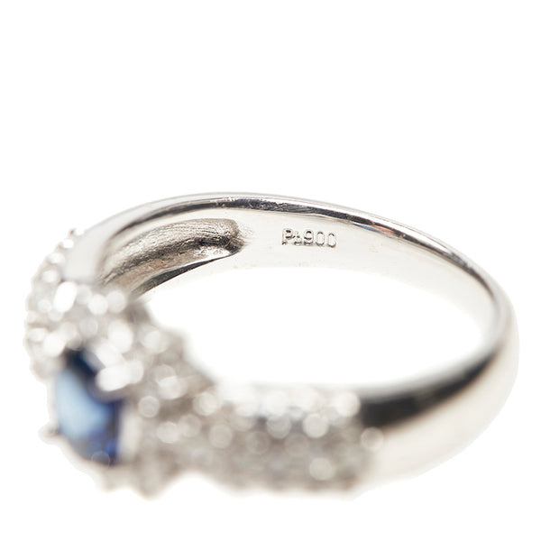 Pt900 プラチナ サファイア0.69ct ダイヤ0.80ct リング 指輪 レディース 14号 【中古】