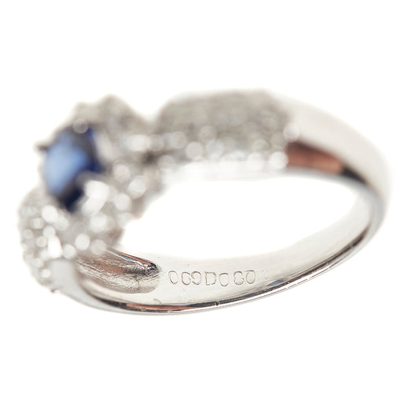 Pt900 プラチナ サファイア0.69ct ダイヤ0.80ct リング 指輪 レディース 14号 【中古】