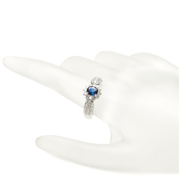 Pt900 プラチナ サファイア0.69ct ダイヤ0.80ct リング 指輪 レディース 14号 【中古】