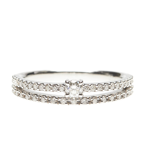 Pt950 プラチナ ダイヤ0.28ct リング 指輪 レディース 8号 【中古】