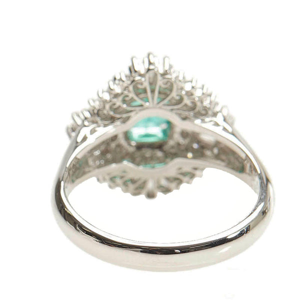 Pt900 プラチナ エメラルド0.60ct ダイヤ0.65ct リング 指輪 レディース 11号 【中古】