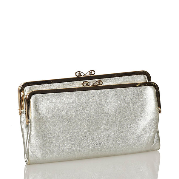 アニヤ ハインドマーチ ポーチ シルバー レザー レディース Anya Hindmarch 【中古】