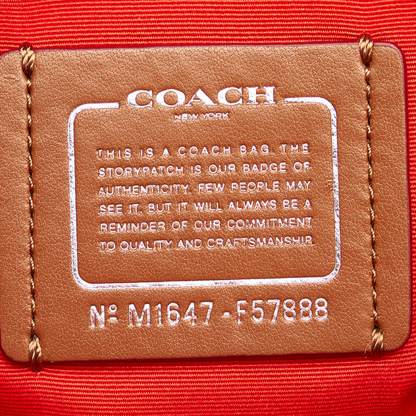 コーチ シグネチャー トートバッグ F57888 ブラウン レッド PVC レザー レディース COACH 【中古】
