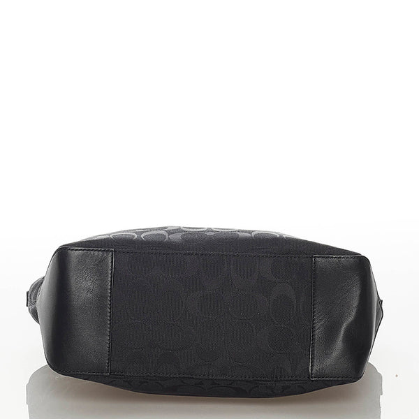 コーチ シグネチャー F36375 ブラック キャンバス レザー トートバッグ レディース COACH 【中古】