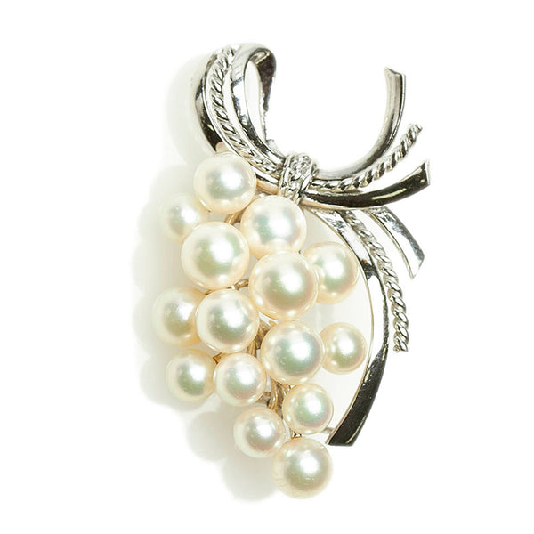 ミキモト K14WG ホワイトゴールド アコヤパール5～7mm ブローチ レディース MIKIMOTO 【中古】