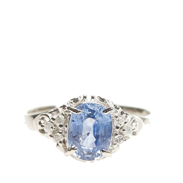 Pt900 プラチナ サファイア1.38ct ダイヤ0.06ct リング 指輪 レディース 9号 【中古】
