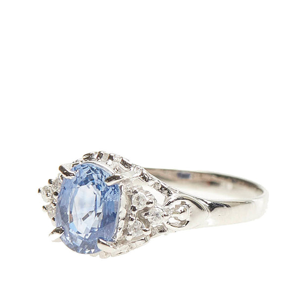 Pt900 プラチナ サファイア1.38ct ダイヤ0.06ct リング 指輪 レディース 9号 【中古】