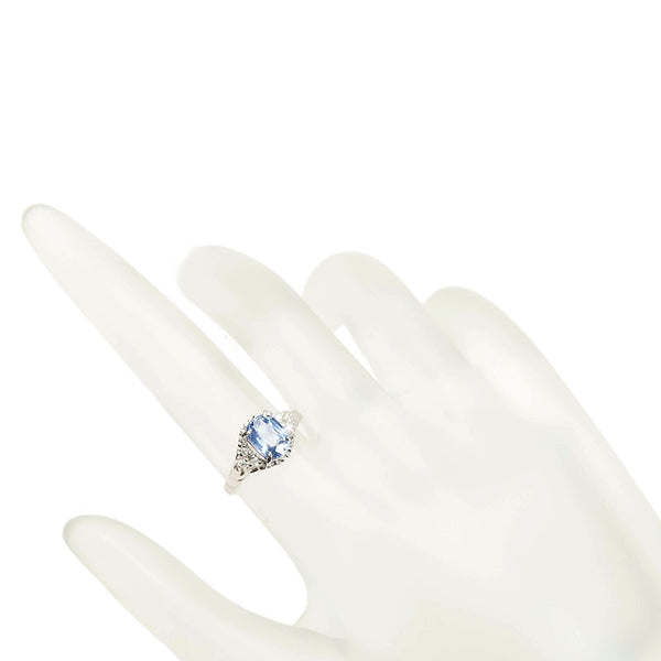 Pt900 プラチナ サファイア1.38ct ダイヤ0.06ct リング 指輪 レディース 9号 【中古】