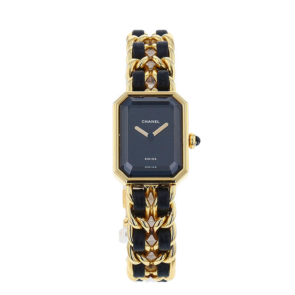 シャネル プルミエール　L 腕時計 H0001　 クオーツ ブラック文字盤 メッキ レディース CHANEL 【中古】