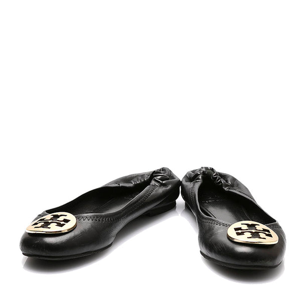 トリーバーチ ブラック レザー フラットシューズ レディース Tory Burch 【中古】