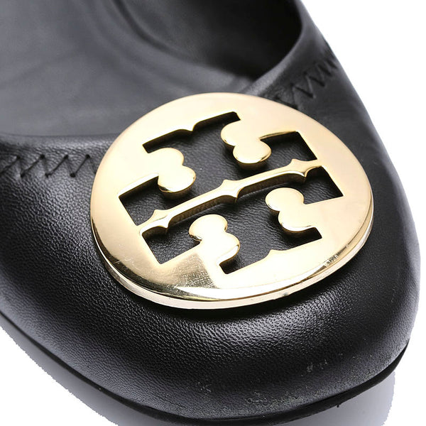 トリーバーチ ブラック レザー フラットシューズ レディース Tory Burch 【中古】