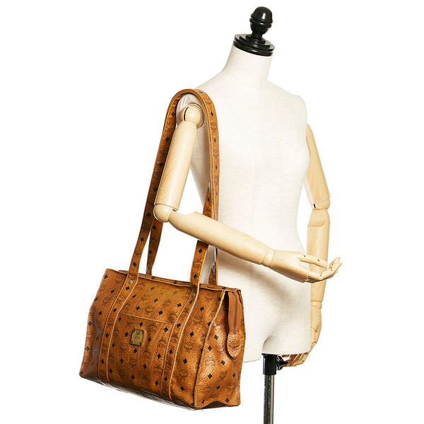 エム シー エム ヴィセトス トートバッグ ブラウン レザー レディース MCM 【中古】