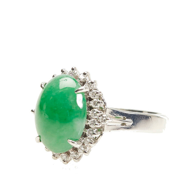 Pt900 プラチナ ひすい3.85ct ダイヤ0.30ct リング 指輪 レディース 14号 【中古】