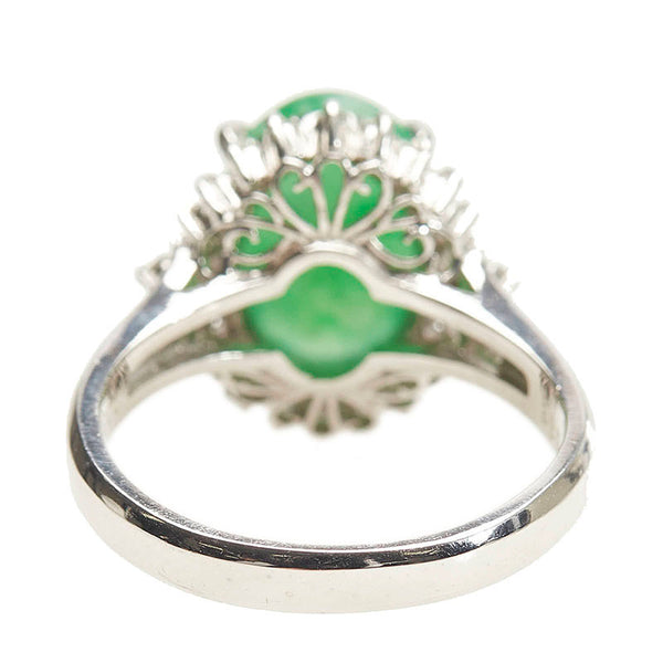 Pt900 プラチナ ひすい3.85ct ダイヤ0.30ct リング 指輪 レディース 14号 【中古】
