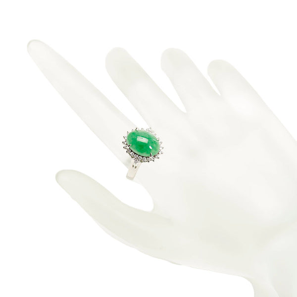 Pt900 プラチナ ひすい3.85ct ダイヤ0.30ct リング 指輪 レディース 14号 【中古】