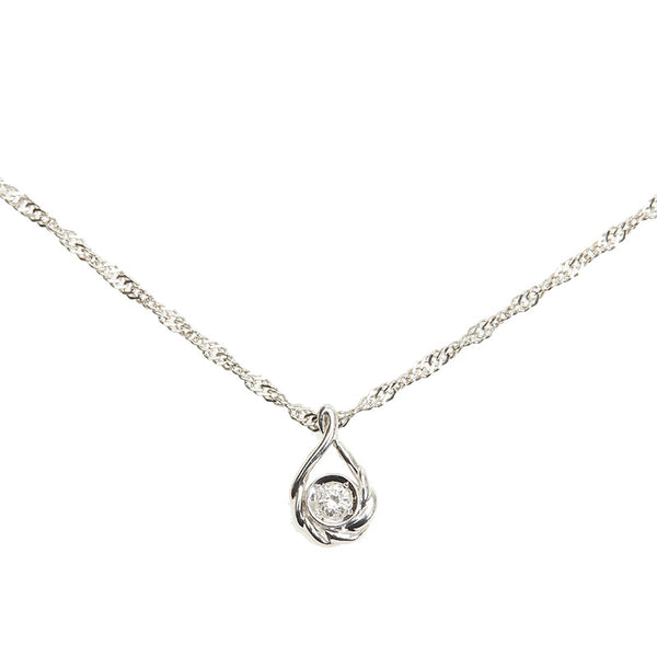 Pt900 プラチナ Pt850 プラチナ ダイヤ0.216ct ネックレス レディース 【中古】