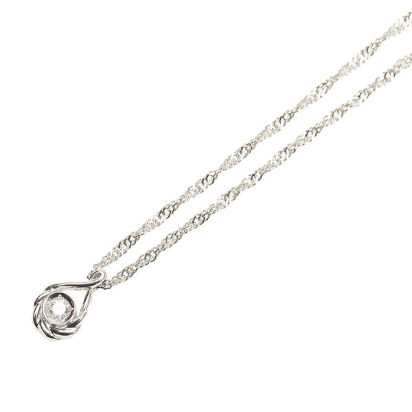 Pt900 プラチナ Pt850 プラチナ ダイヤ0.216ct ネックレス レディース 【中古】