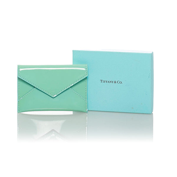 ティファニー カードケース ライトブルー レザー レディース TIFFANY&Co. 【中古】