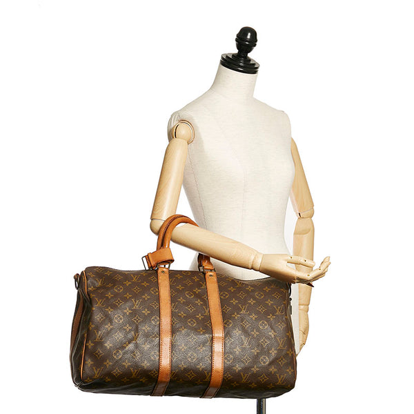 ルイ ヴィトン モノグラム キーポル バンドリエール 45 M41418 ブラウン PVC レザー ボストンバッグ レディース LOUIS VUITTON 【中古】
