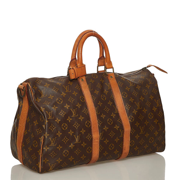 ルイ ヴィトン モノグラム キーポル バンドリエール 45 M41418 ブラウン PVC レザー ボストンバッグ レディース LOUIS VUITTON 【中古】
