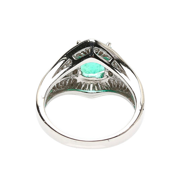 Pt900 プラチナ エメラルド1.50ct ダイヤ0.74ct リング 指輪 レディース 11号 【中古】