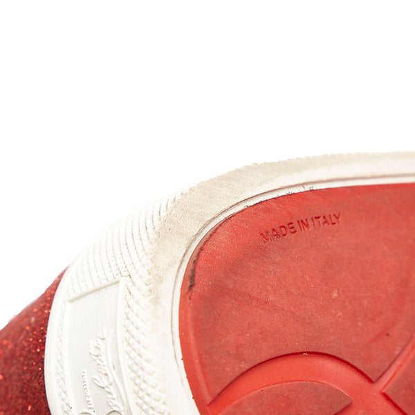 クリスチャンルブタン HAPPYRUI FLAT GLIT スニーカー ホワイト  レザー メンズ Christian Louboutin 【中古】