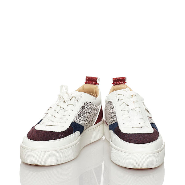 クリスチャンルブタン HAPPYRUI FLAT GLIT スニーカー ホワイト  レザー メンズ Christian Louboutin 【中古】